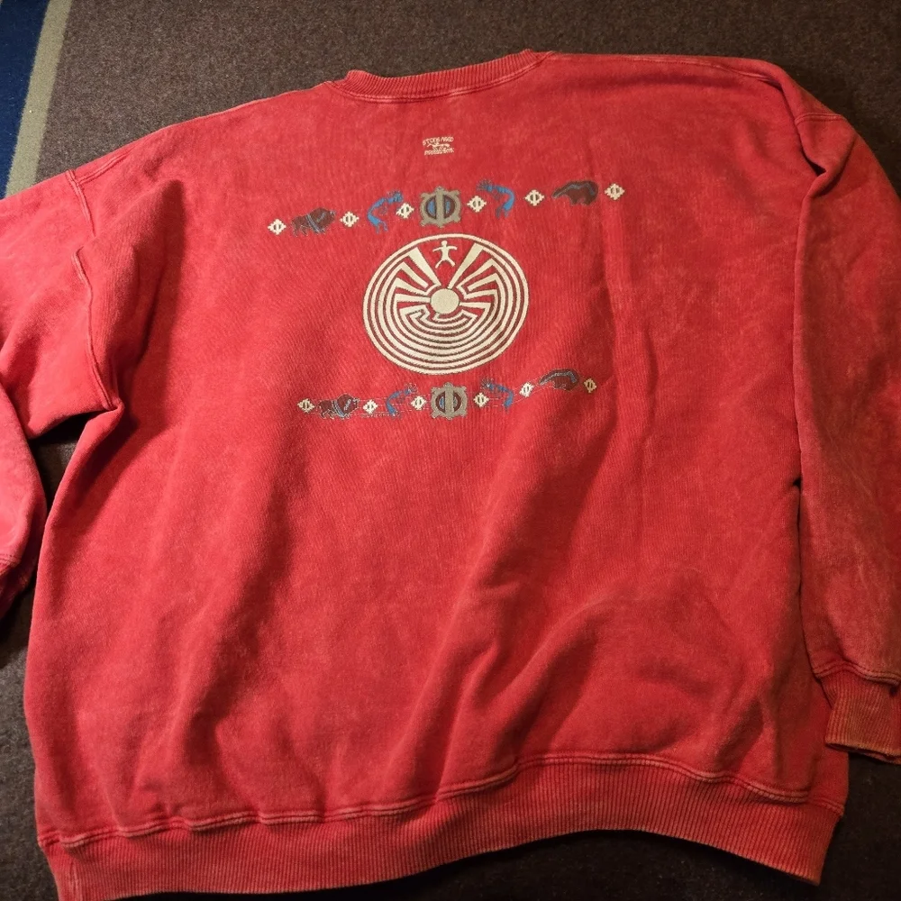 Vintage 1990s Men's Stone Aged Rockwear Crewneck Sweatshirt Distressed Size 2XL - Picture 11 of 13